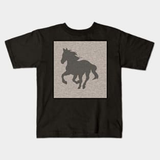 Running Horse - Textured Brown Kids T-Shirt